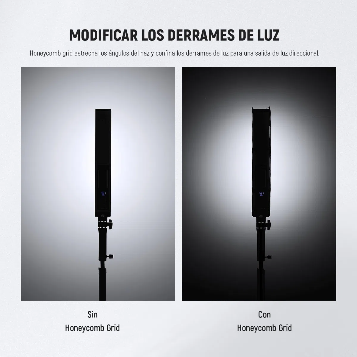 NEEWER Difusor de Softbox de Rejilla de Luz de Tubo para Barra de Luz LED BH20B, 2 Pack Softbox de Tira de Rejilla de Panal con Difusor, Bolsa de Transporte, Cierres Táctiles para YouTube TikTok, NS2S