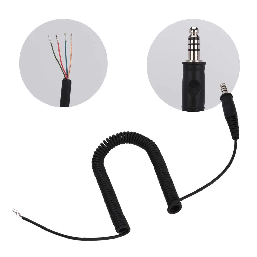 Cable de Repuesto DIY, Cable para Auriculares de Helicóptero Nexus U174 Adaptador de Resorte U 174 U Conector Militar