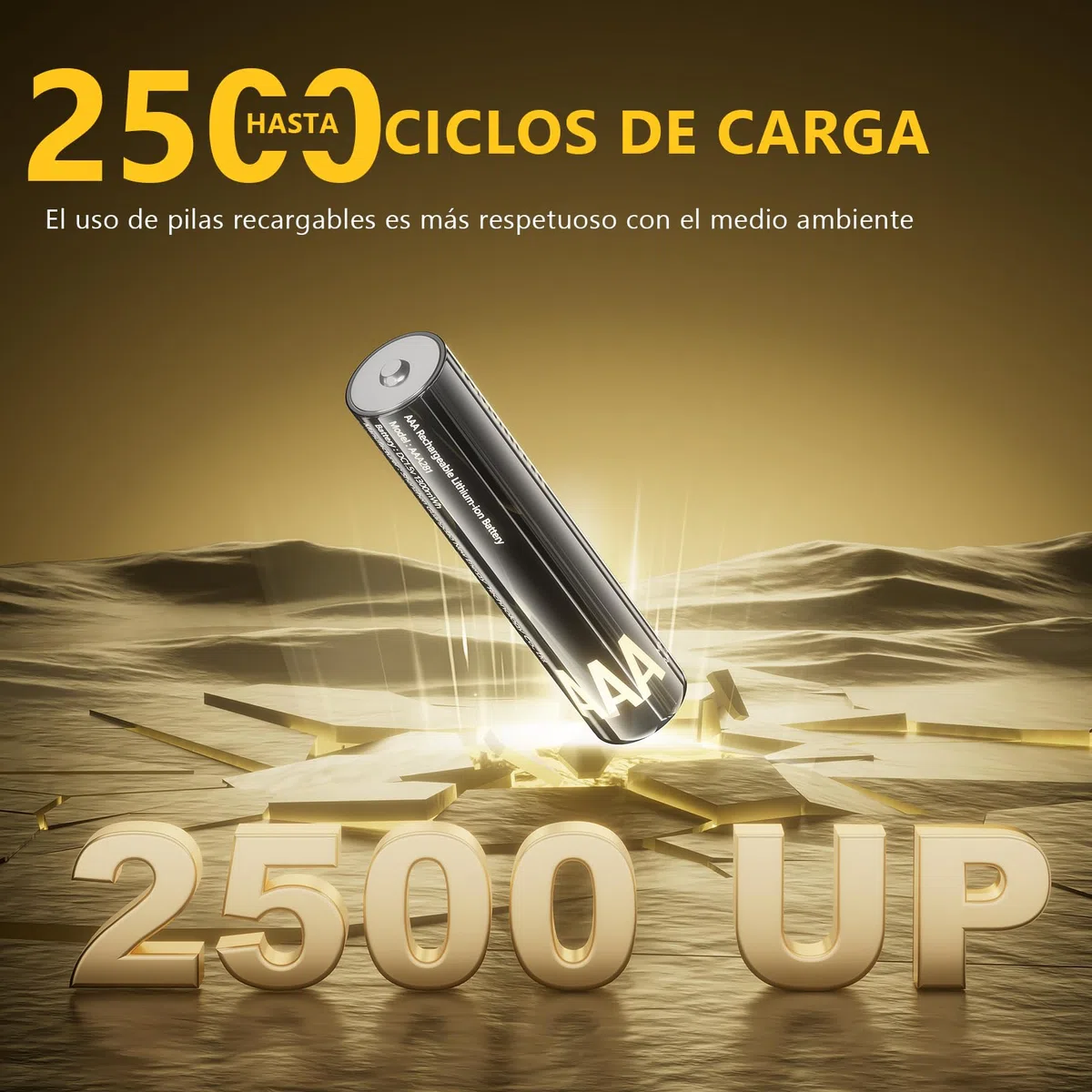 Kit de Pilas Recargables de Litio con Cargador (4 AA + 4 AAA) - Organizador de batería Alta Capacidad 3700 mWh - Hasta 2500 Ciclos de Vida - Incluye Cargador Rápido