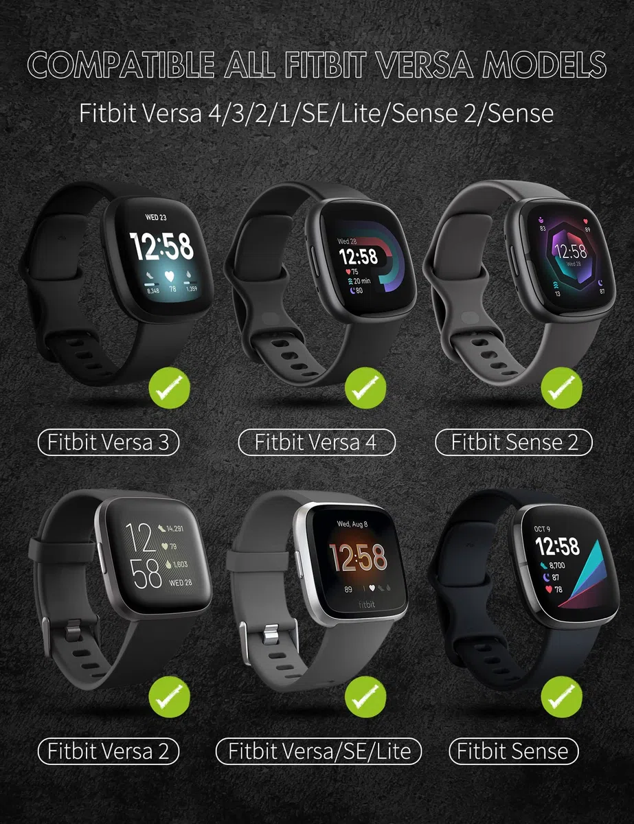 VeveXiao Funda resistente con correa compatible con Fitbit Versa 4/Versa 3/Versa Lite/Versa Sense 2/Versa Sense funda protectora con correa de silicona a prueba de golpes para hombres y mujeres