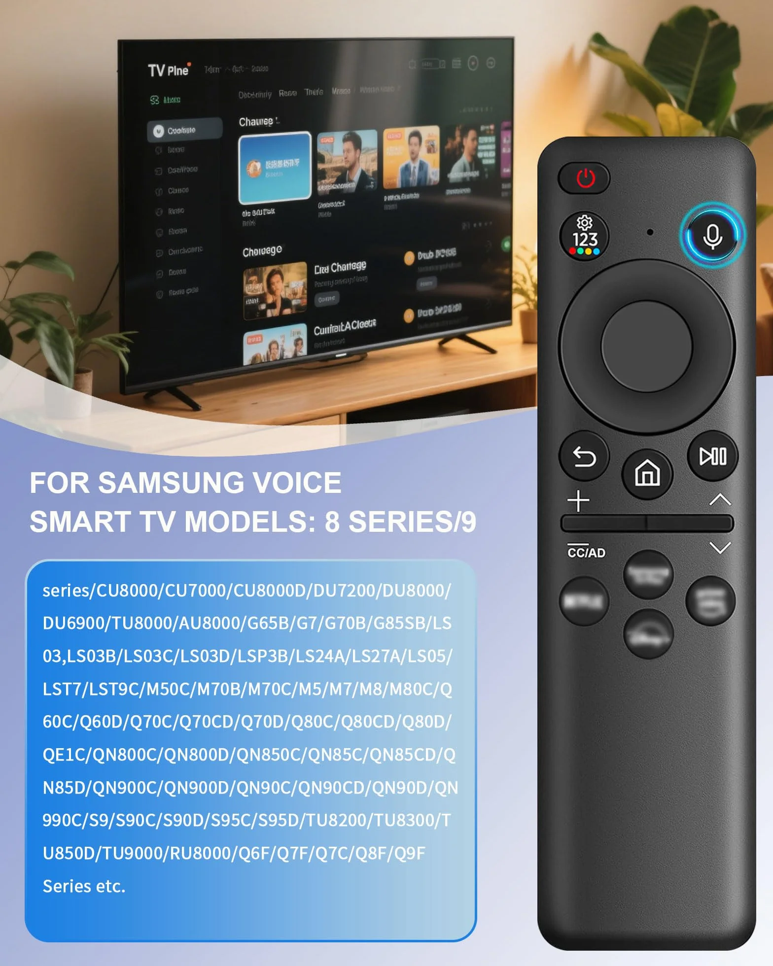 BN59-01432A Mando a distancia de repuesto para Samsung Smart TV, Universal para Samsung Smart TV, Neo LED, Smart 4K, HD, Negro