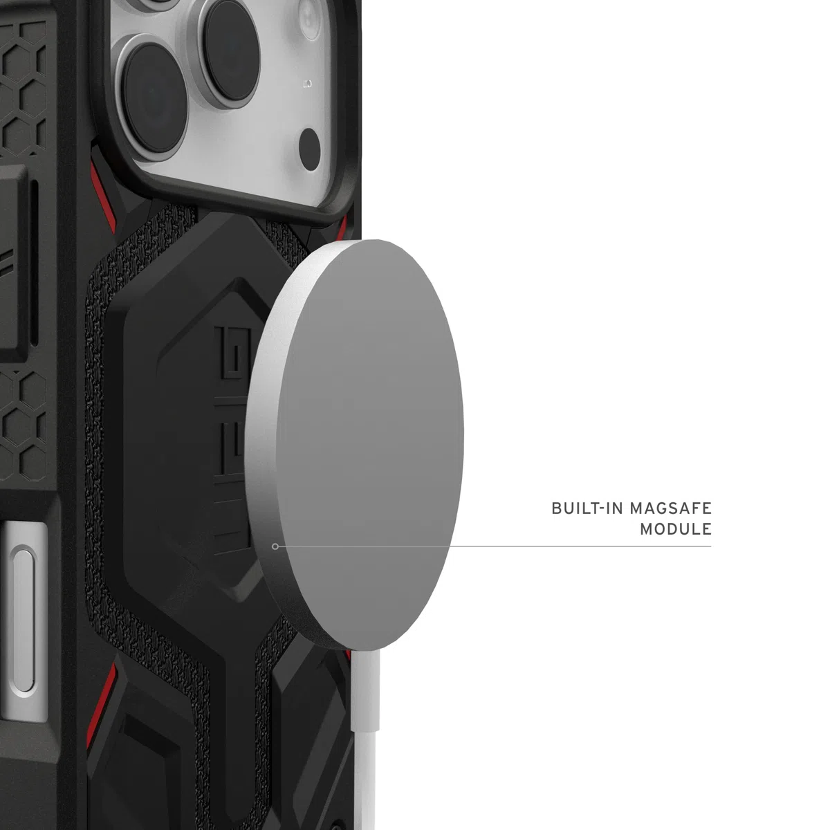 Urban Armor Gear Monarch Pro Funda Compatible con Apple iPhone 17 Pro Kevlar Negro Carga Inalámbrica Magnética