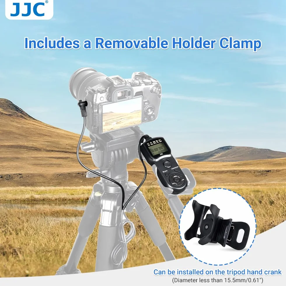 JJC Temporizador Mando Distancia Disparo Obturador con Abrazadera Soporte Trípode para Canon R50V R100 R6 R6II R7 R8 R RP R10 800D 750D 700D 650D 200D 100D 1200D 1100D 80D G1X G3X Reemplazo RS-60E3