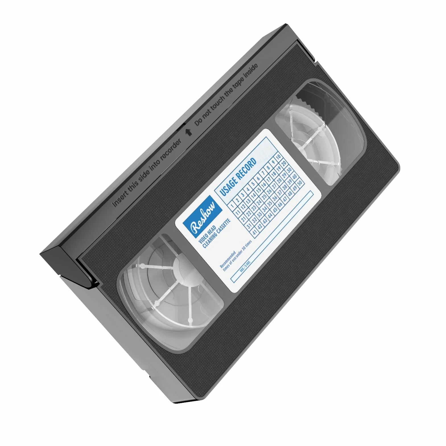 Reshow VHS Limpiador de cabezal de video para reproductores VHS/VCR, tecnología seca, no requiere líquido, reutilizable 30 veces, DRY 2