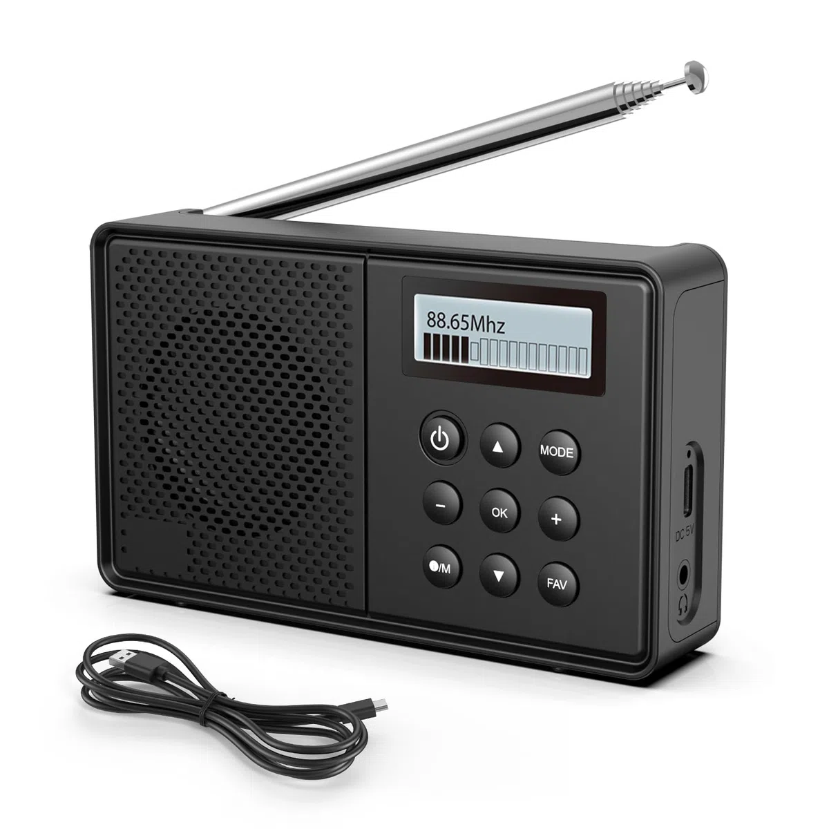 Arafuna Radio Portatil Pequeña Recargable, Radio FM/Dab con 40 Emisoras Presintonizadas, Radios Pequeñas Digitales con Temporizador De Apagado, Despertador Doble