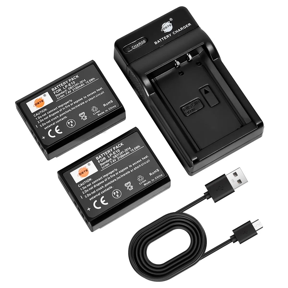 DSTE 2PCS LP-E10 baterías y Cargador para cámara Canon EOS 1100D 1200D X50 X70 Rebel T3 Rebel T5