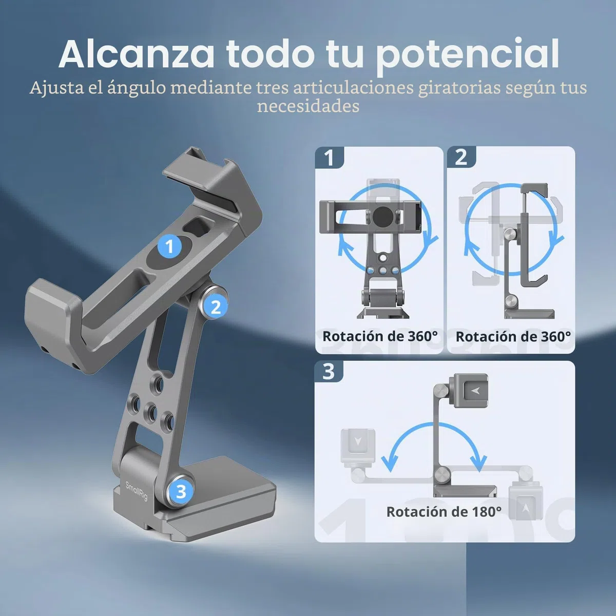 SMALLRIG Soporte Metálico para Teléfonos con Base para Arca-Swiss, Compatible con DJI RS 4 Mini y RS 3 Mini, Soporte Ajustable para iPhone 17/16/15, Para SAMSUNG y Universal Teléfono - 5338