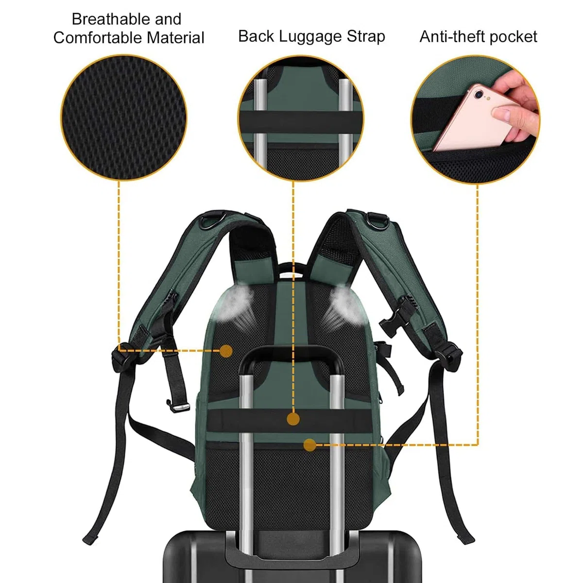 MOSISO Camera Mochila, DSLR/SLR/Mirrorless Fotografía Cámara Bolsa Abierto Total Impermeable Funda Dura con Inserto&Soporte Trípode&Laptop Compartimento Compatible con Canon/Nikon/Sony,Verde Esmeralda