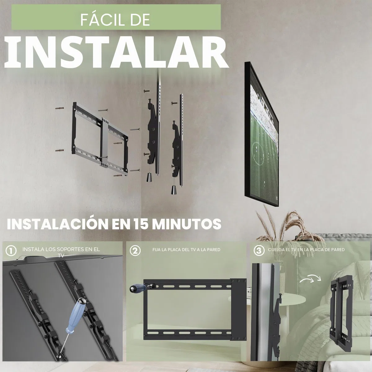 Soporte de Pared para TV de 32"-85" LED/LCD/Plasma TV Extensible Inclinable - Carga Máx. 50 kg - VESA Máx. 600x400mm