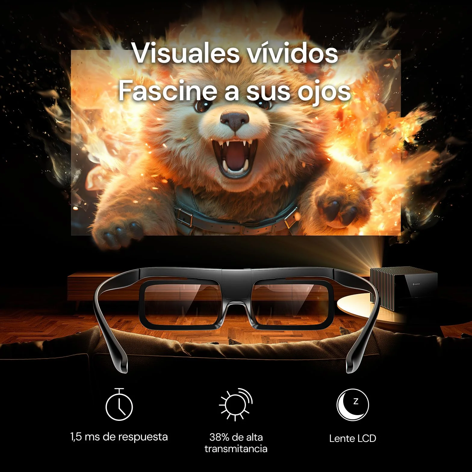 Valerion DLP Link Gafas 3D, gafas de obturador activo recargables compatibles con VisionMaster Max/Pro2/Pro, StreamMater Puls2/Puls y otros proyectores DLP-Link 3D (paquete de 2)