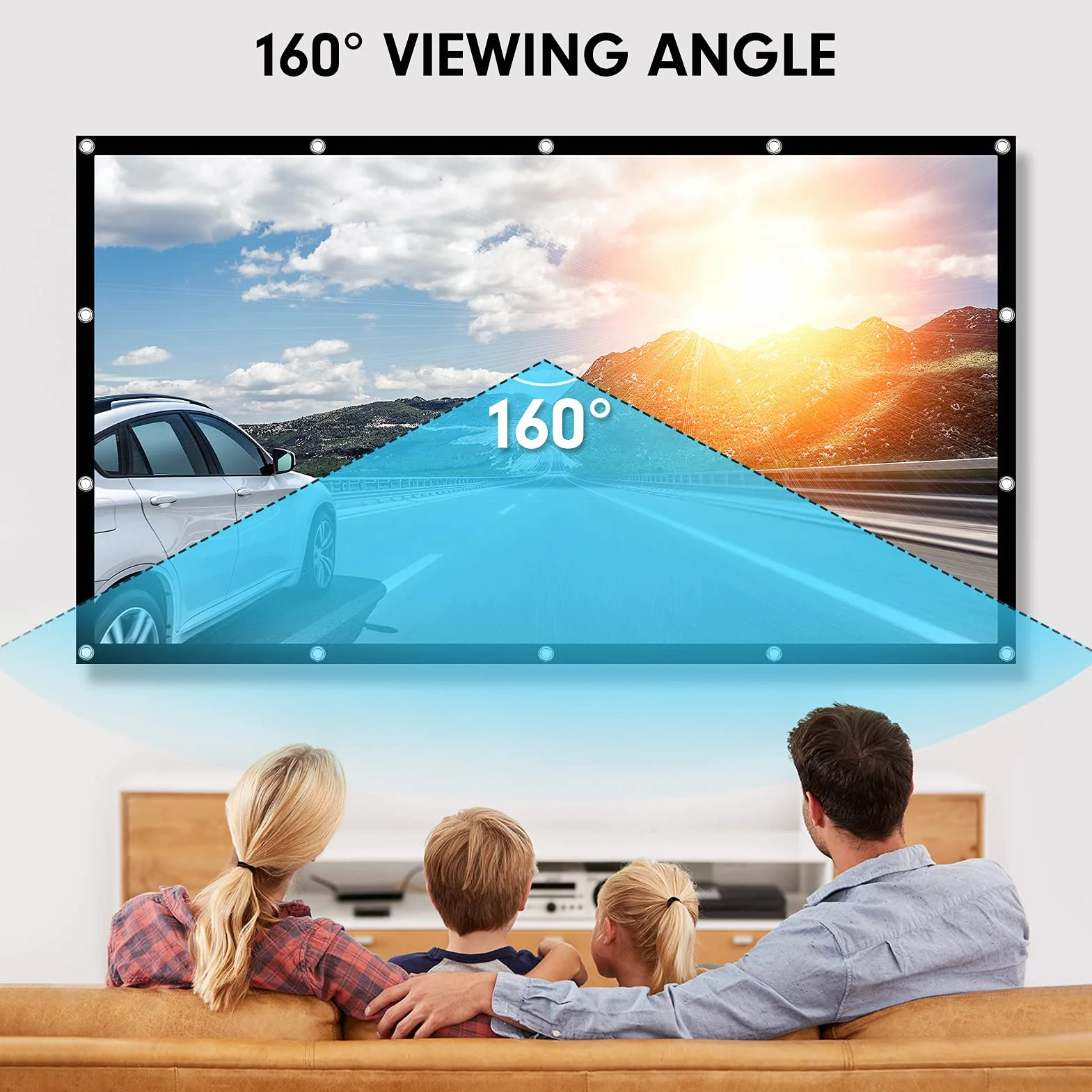 Pantalla Proyector 120 Pulgadas 16:9 HD Antiarrugas Plegable Portátil Lavable Tela Proyector, Pantalla de Proyección de Doble Cara para Patio, Hogar, Teatro Exterior