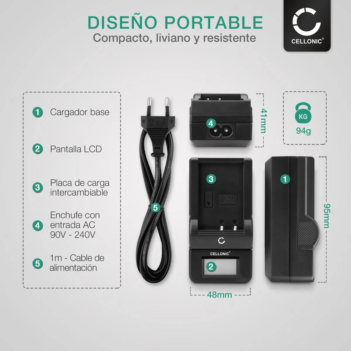 CELLONIC Cargador MH-27-29 Compatible con, Alimentación para Batería EN-EL20 -EL20a, Alimentador con Pantalla LED, Cable Carga rápida