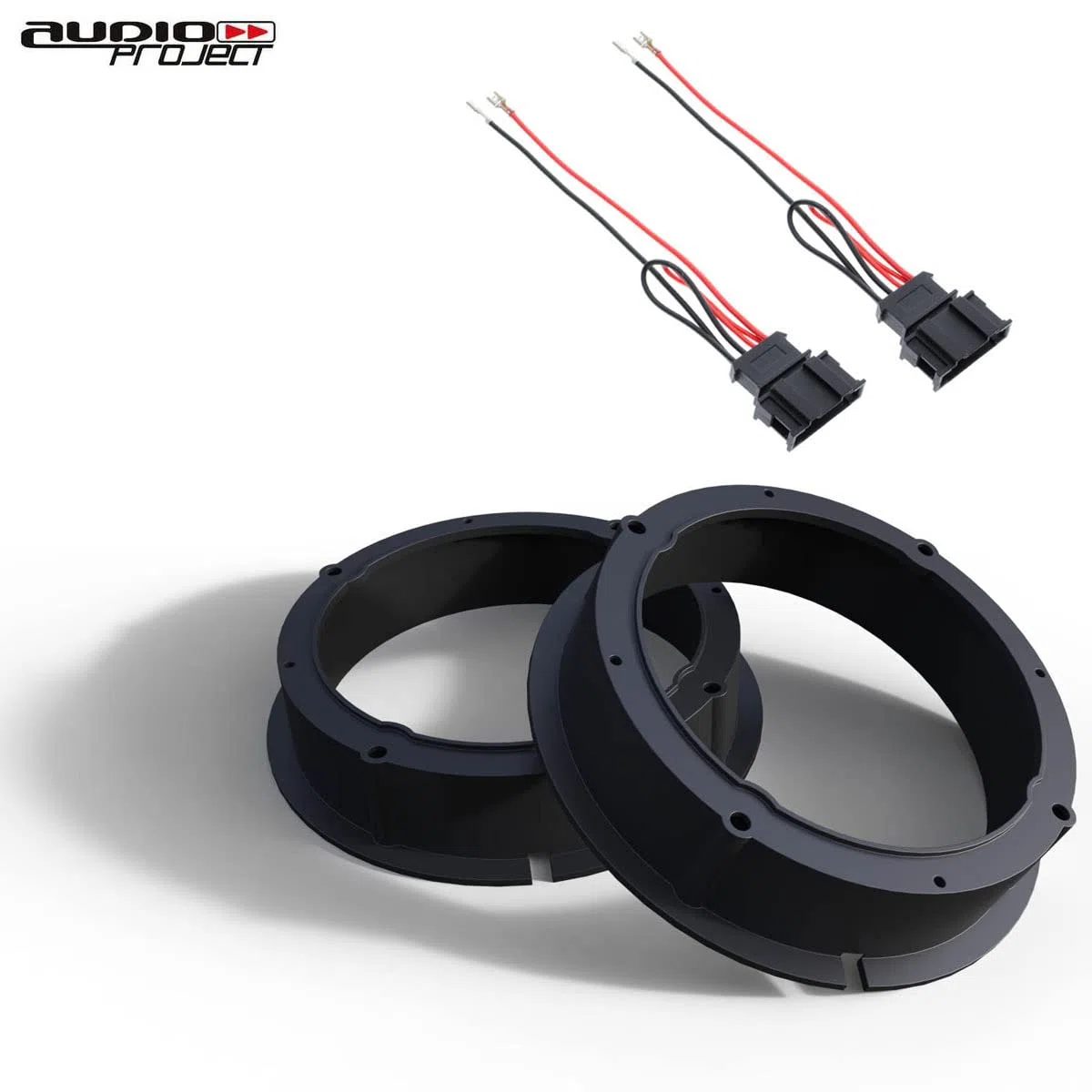 Audioproject A417 - Set anillos de altavoz + cable adaptador compatible para VW Golf 4 5 Passat 3B BG Polo 9N Beetle SEAT Leon Toledo Skoda Fabia Yeti 165mm par adaptador de altavoz