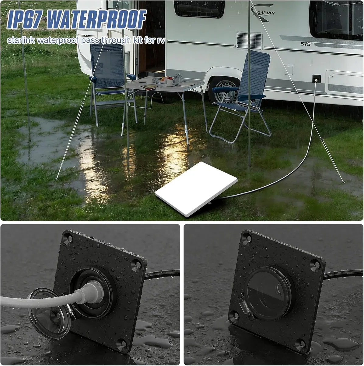 Starlink - Mini kit de paso de pared de aluminio, IP67, impermeable, 5,5 x 2,1 mm, CC hembra, enchufe de montaje en panel para RV, cámper, furgoneta, barco, caja de batería, toma de corriente