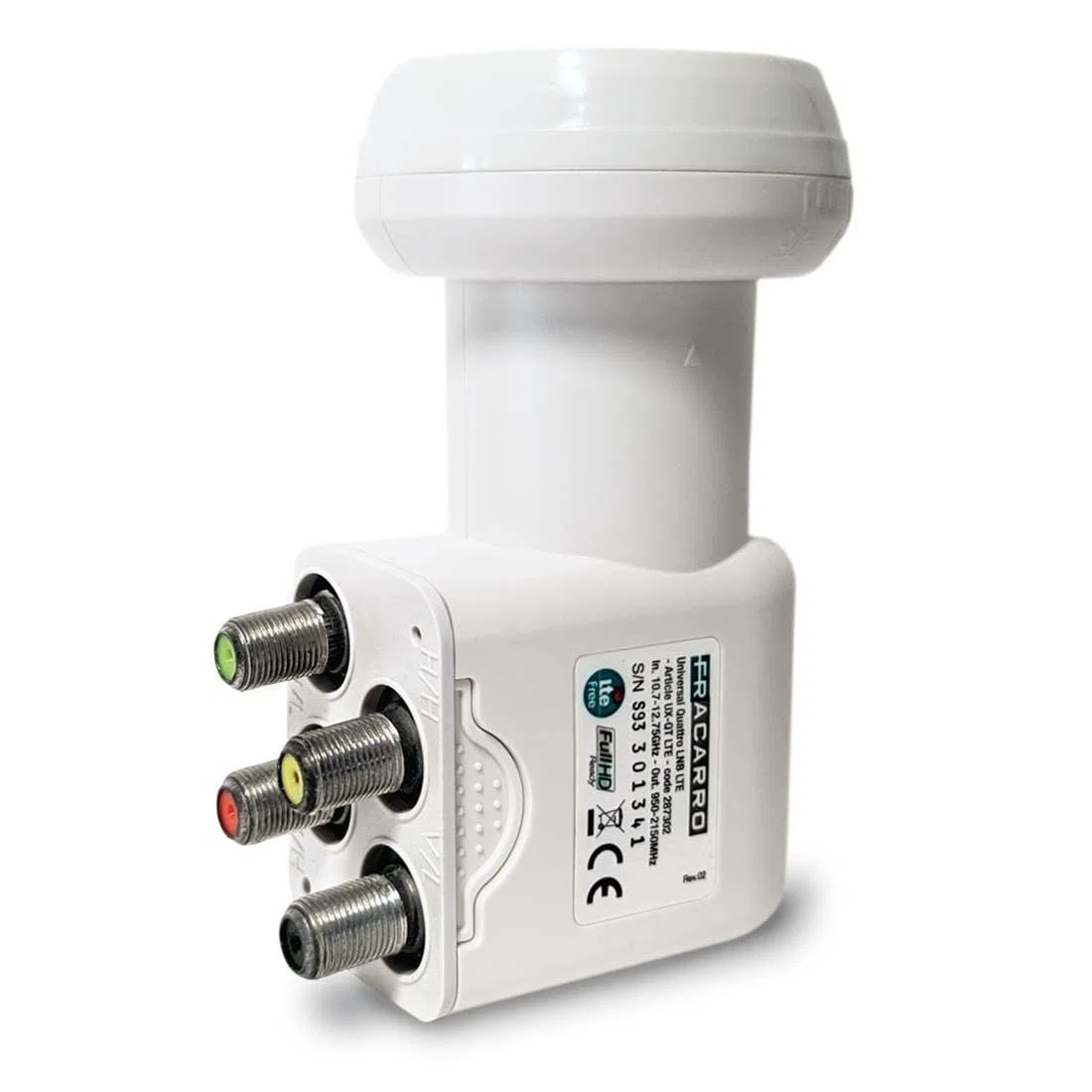 FRACARRO LNB Quattro de 4 Salidas con Polaridades H/V Separadas – Homologado por Sky Italia – Serie UX, HD, Filtro LTE Integrado (UX-QT LTE)