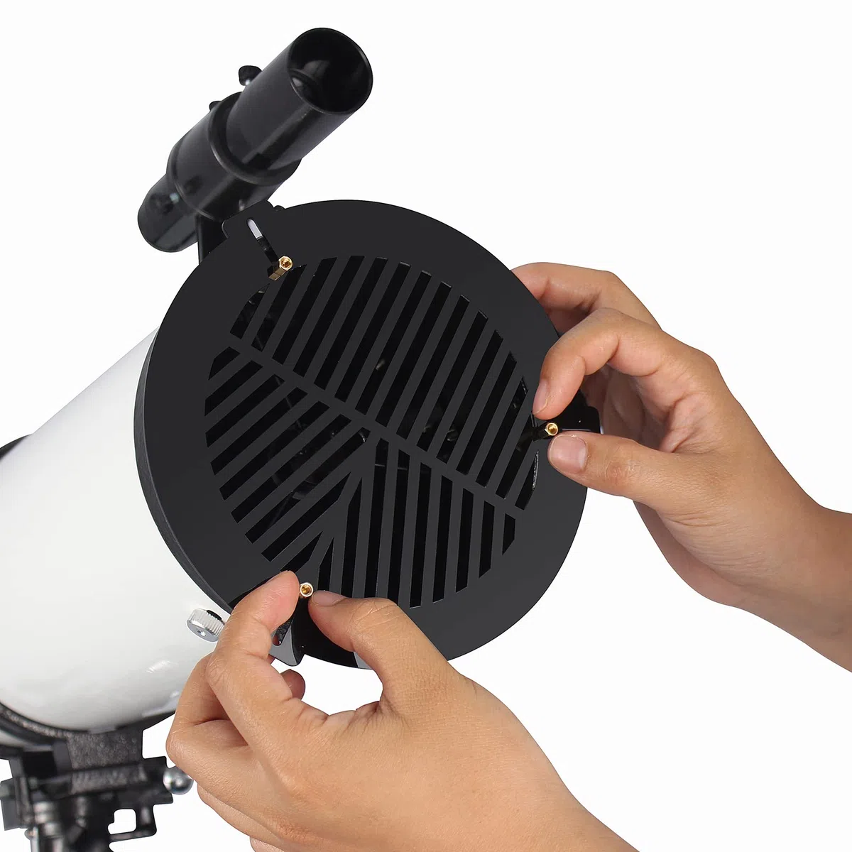 SOLOMARK Máscara telescópica FM200 mm Bahtinov para Tubo de diámetro Exterior de 195 mm a 255 mm, se Puede Montar Dentro o Fuera del Tubo con los Tornillos de latón