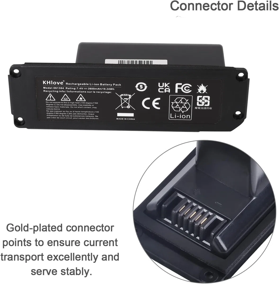 061384 Batería para Bose Soundlink Mini 1, SoundLink Mini One Bluetooth Wireless Speaker 061385 061386 063287 7,4V 2600mAh / 19,24Wh (funktioniert Nicht mit Mini II, SoundLink I/II/III).