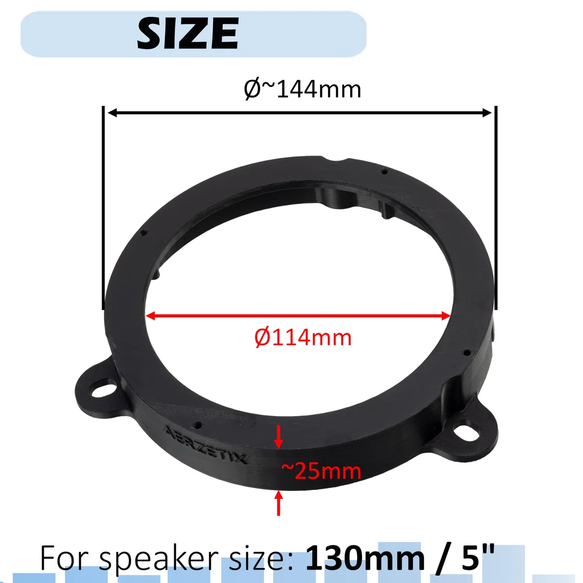 AERZETIX - Kit de 2 adaptadores/Soportes Altavoces Ø130 mm | Compatible con Renault Wind E4M (Puertas Delanteras), Mégane III, Dacia Logan Sandero (Delantero y Trasero), Sandero II (Trasero)