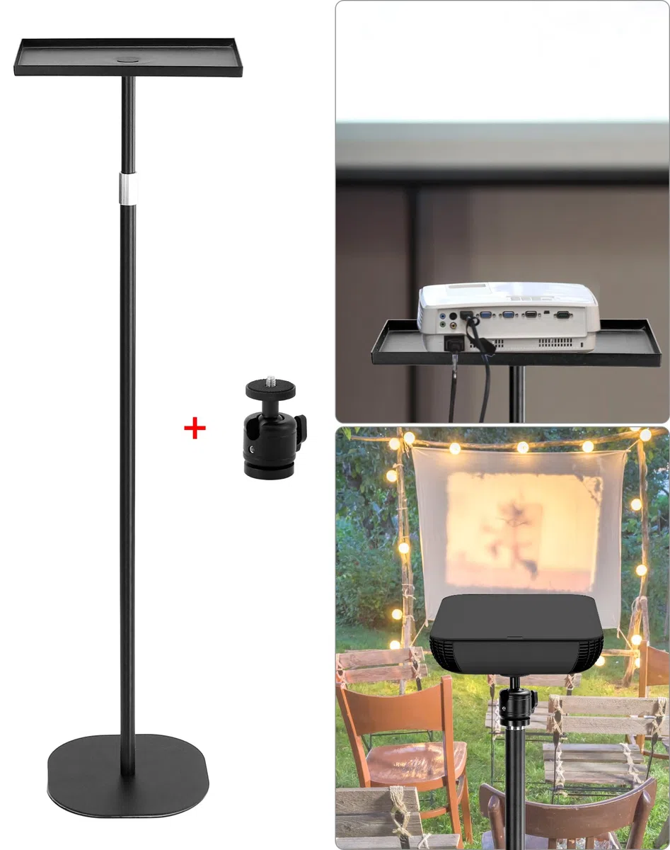 QWORK® Soporte portátil Suelo, Soporte proyector con rótula de 1/4'', Regulable en Altura de 60 a 120 cm