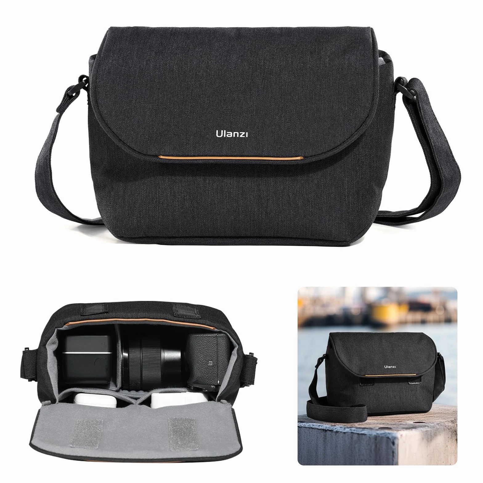 ULANZI Bolso para Cámara, 4L Bolso Bandolera Ligera SLR/DSLR, Negra Funda Pequeña Impermeable Minimalista para Mujeres y Hombres, Compatible con Sony/Canon/Nikon/Fujifilm