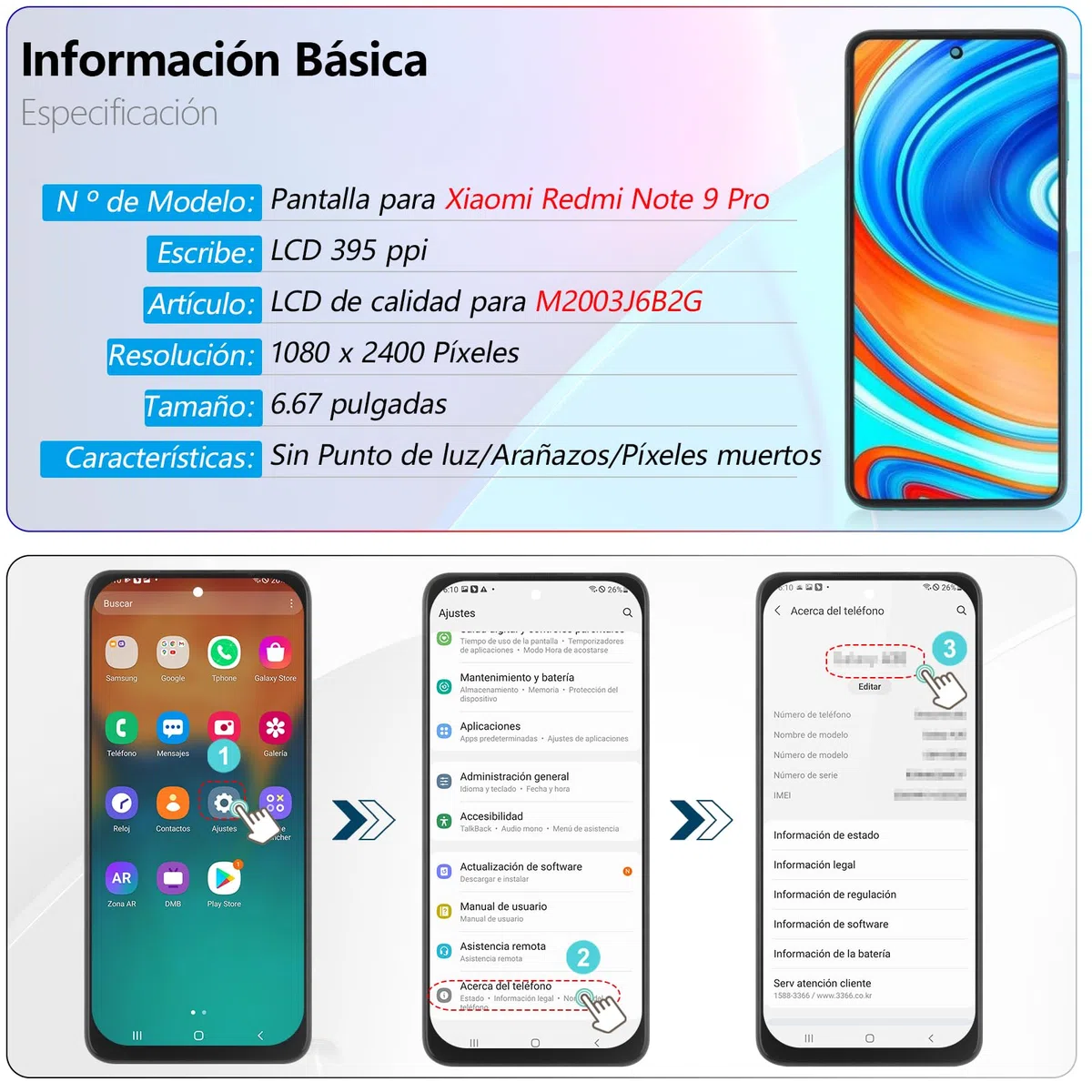 RongZy para Xiaomi Redmi Note 9S/Note 9 Pro Reemplazo de Pantalla Táctil LCD + Compatible con Redmi Note 9S/Note 9 Pro el Kit de Herramientas de la Pantalla de Montaje del Teléfono(Verde con Marco)