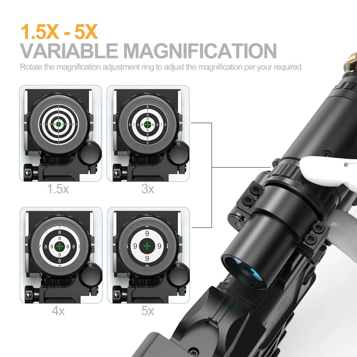 Feyachi Lupa 1,5X - 5X, Magnifier con ajuste de enfoque de montaje lateral
