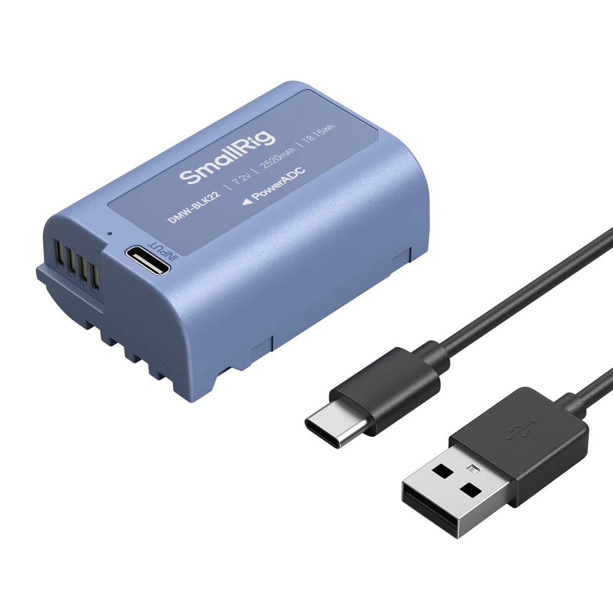 SMALLRIG Batería Compatible con DMW-BLK22 de Repuesto de 2520mAh con Puerto USB-C,Battery Completamente Cargada Durante 2,5h para Panasonic LUMIX S5,S5II,GH7,GH6,GH5,S9,S9II,S5 IIX,Azul - 4906