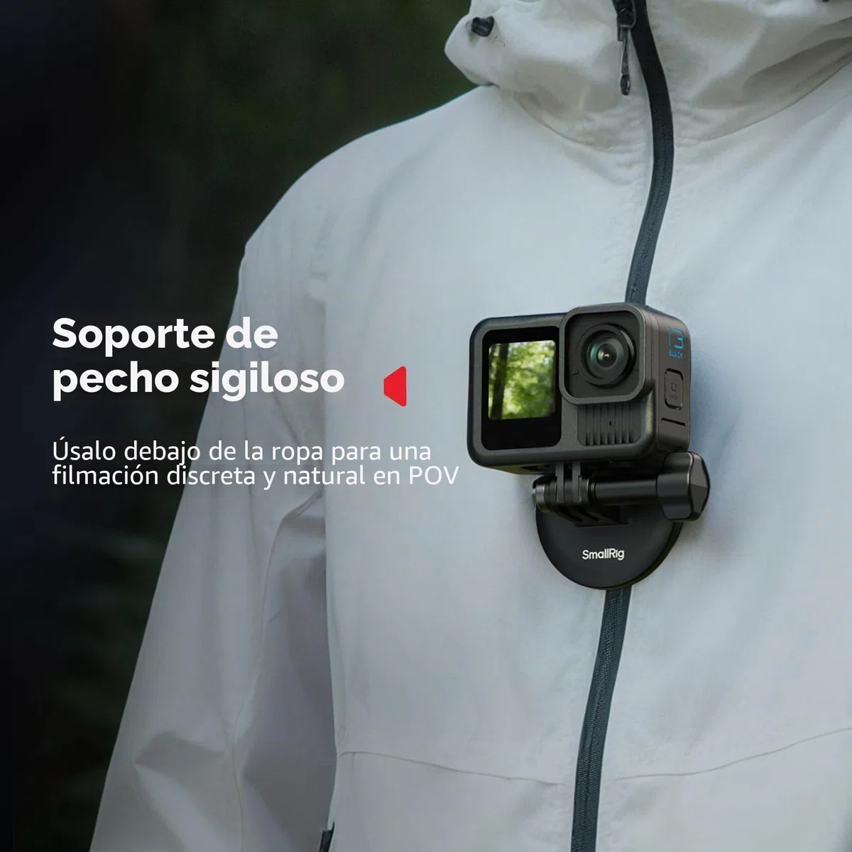 SMALLRIG Soporte magnético de cuello para cámara de acción, soporte de cuello con un solo clic, para GoPro 13/12/11/10/9, para DJI Osmo 360/Nano/Action 6/5 pro/4/3, Insta360 Ace Pro 2-5360