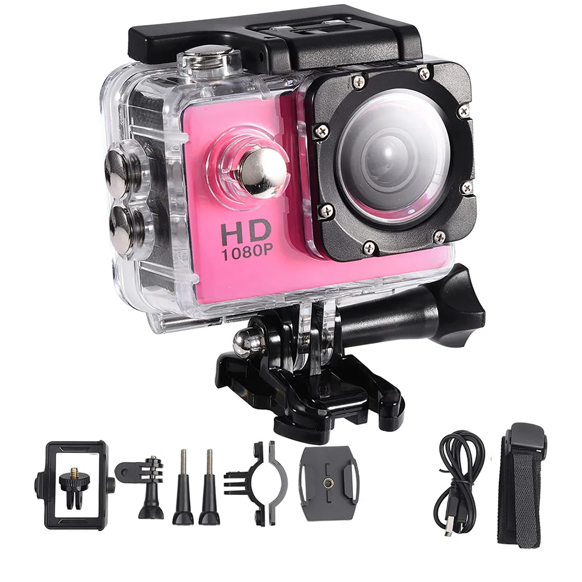 Mini DV Cámara de Deportes,Cámara de acción 4K Impermeable 30m Cámara de Video de Deportes al Aire Libre DV 1080P Full HD LCD Mini videocámara Kits de Accesorios de Montaje(Rosado)