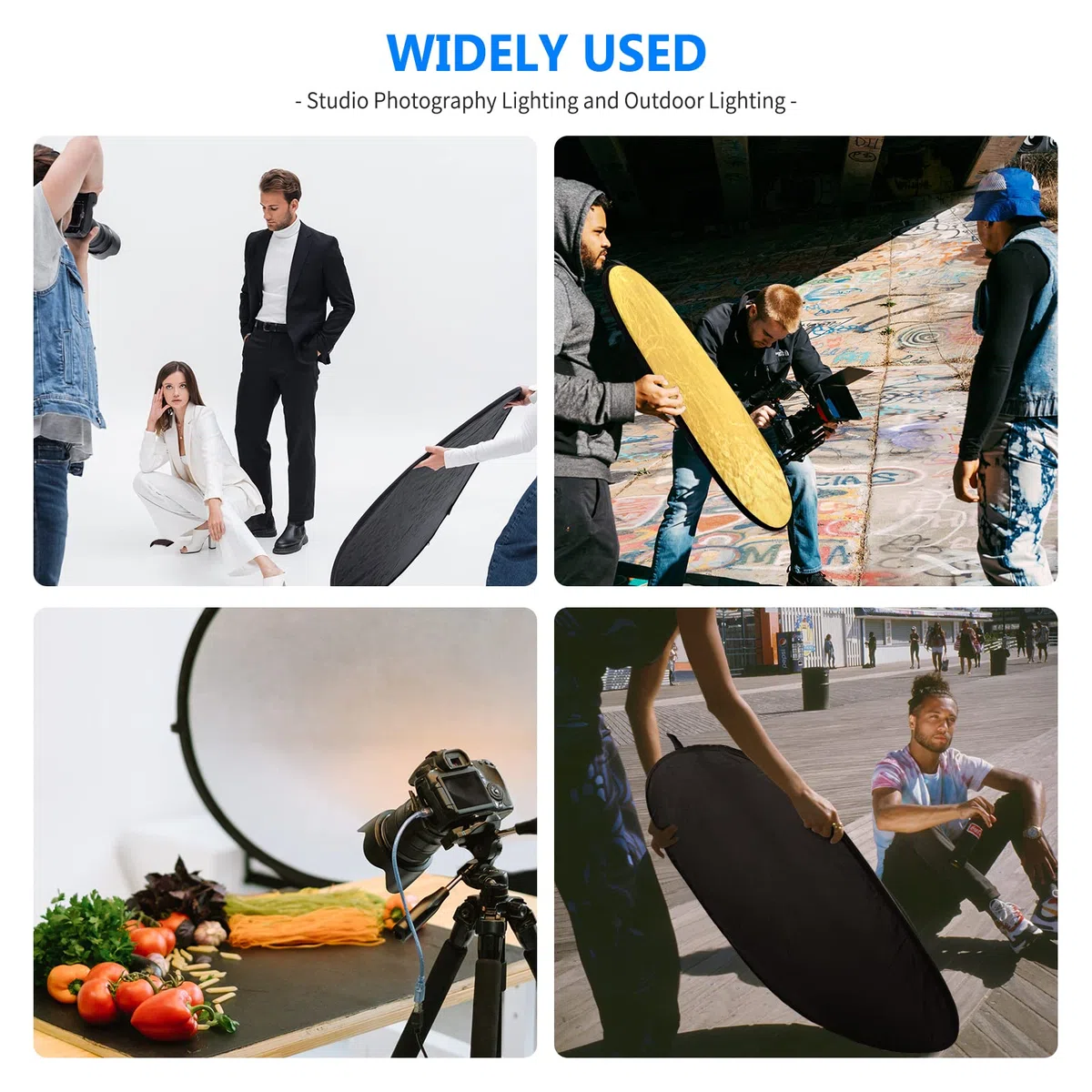 NEEWER Portátil 5 en 1 24"x36"/60x90cm Reflectores de Luz para Fotografía, Multidisco Plegable con Bolsa - Translúcido, Plata, Oro, Negro,Difusor Blanco para Iluminación de Estudio y Exterior