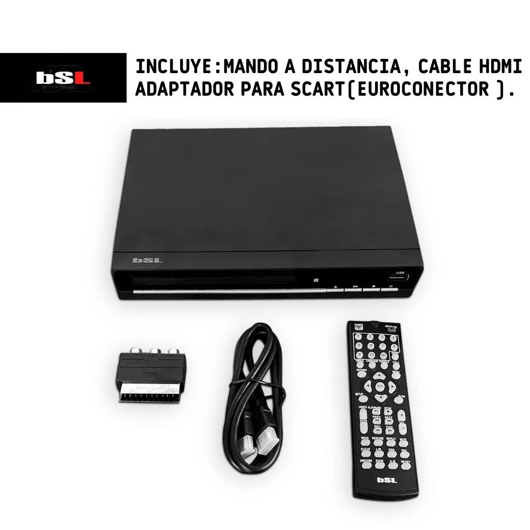 Reproductor de DVD BSL-351 multiformato DVD/CD/USB Multimedia | Salida HDMI y AV (Cable AV Incluido) | Mando a Distancia | para Todas Las regiones.