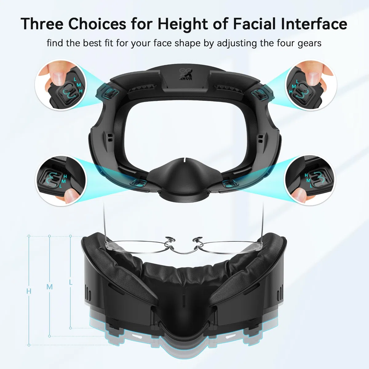 AMVR FC1 Almohadilla para Cubierta Facial Interfaz Facial Compatible con Accesorios Meta/Oculus Quest 3, NO Compatible con Meta Quest 3S