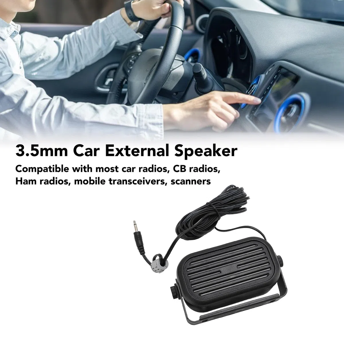 Topiky Mini Altavoz Externo Alto y Claro Altavoz Externo para Automóvil de 7 W con Cable de 14.76 Pies de Longitud, Compatible con la Mayoría de Las Radios de Automóvil, Radios CB,