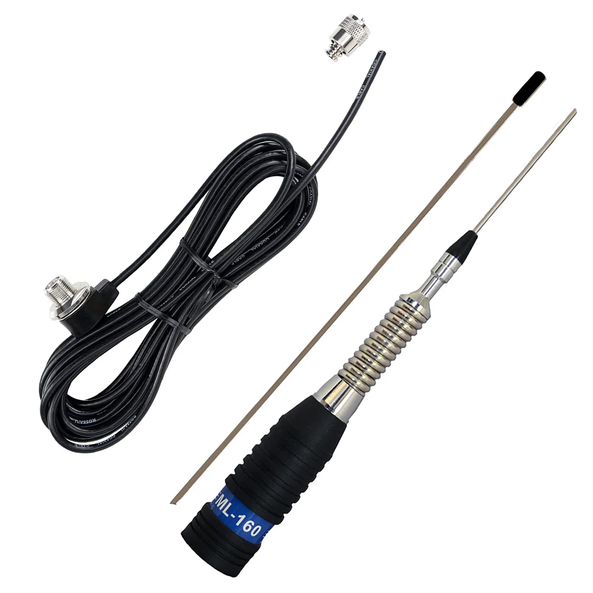 Paquete de Antena CB PNI ML160, 145 cm y Cable de conexión PNI T601 de 4 Metros de Longitud para Montaje en Soporte Fijo