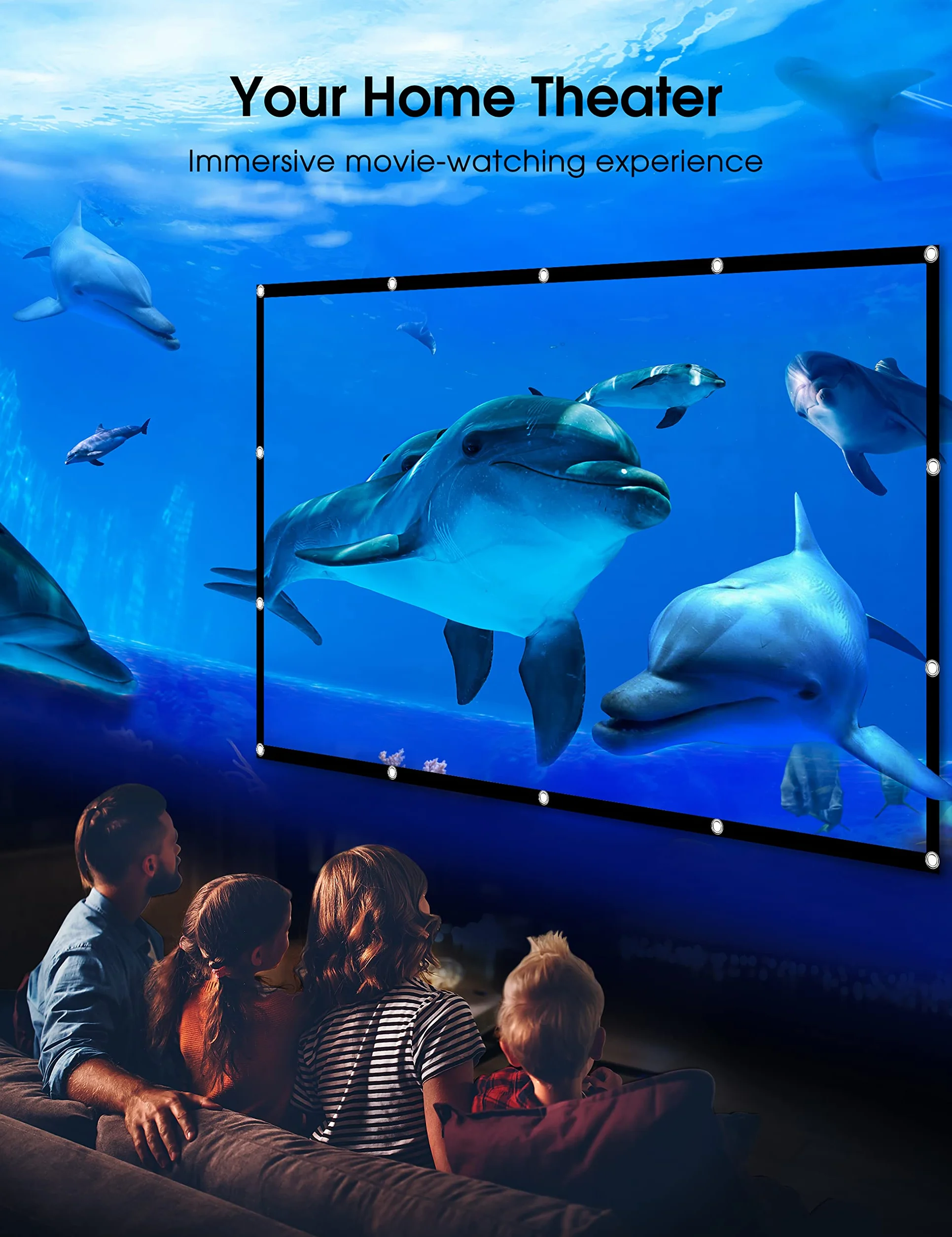 Osoeri Pantalla Proyector 100 Pulgadas 16:9 HD Antiarrugas Plegable Portátil Lavable Tela Proyector, Pantalla de Proyección de Doble Cara para Patio, el hogar, Teatro Exterior
