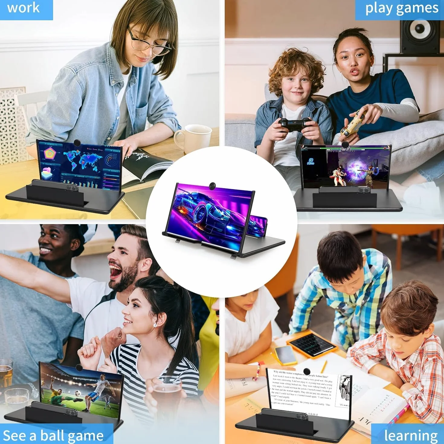 Amplificador Pantalla movil 16 Pulgadas, Lupa para teléfono Inteligente 3D HD, Anti-Azul, Plegable, Adecuado para con Todos los Smartphones