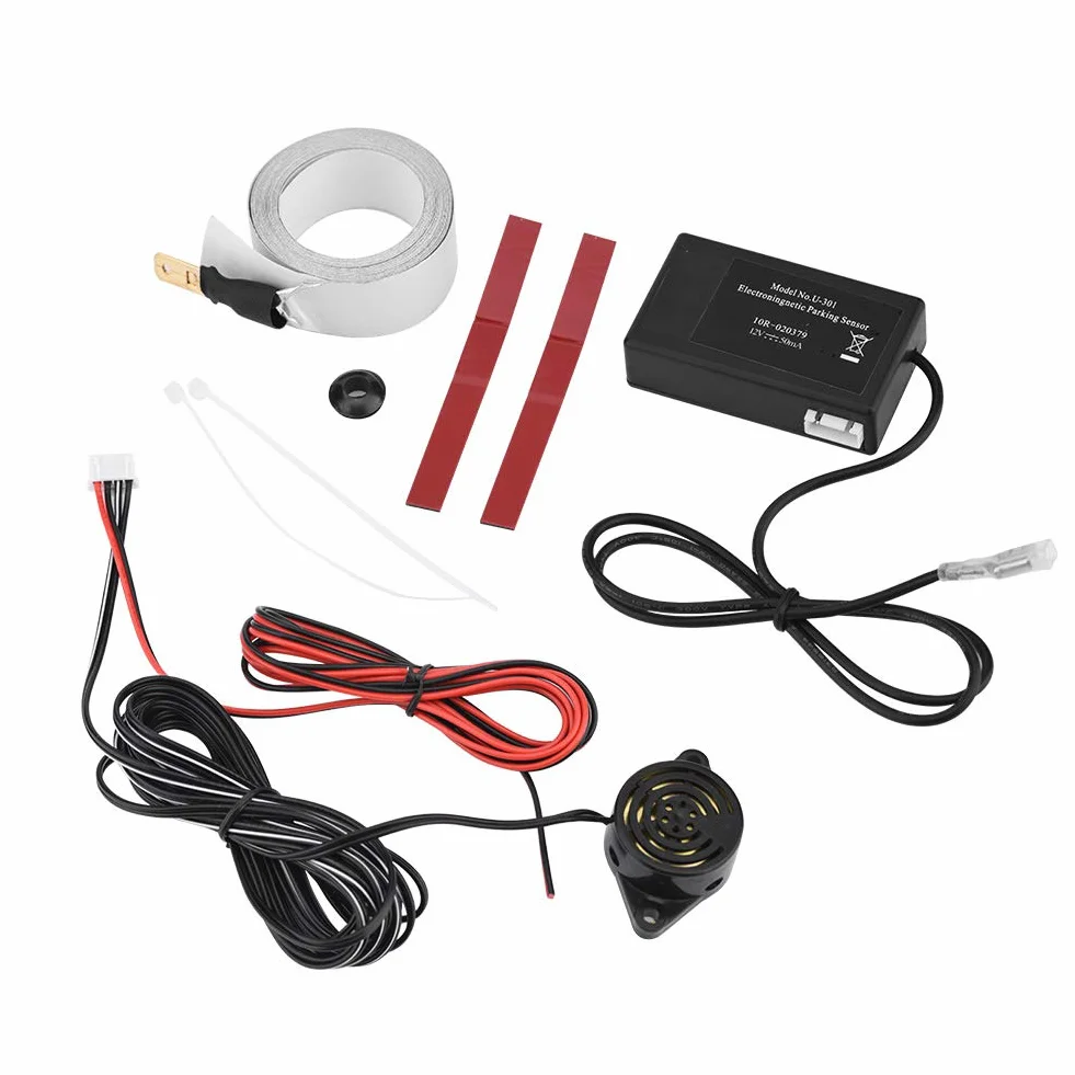 PUSOKEI U301 Alarma de Marcha Atrás de Radar de Inducción Electromagnética,Kit de Sensor de Estacionamiento de Seguridad Universal Completo,Sin Perforación,Sin Sonda,para Automóvil,Camión,RV
