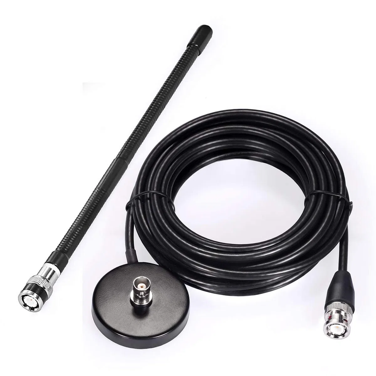 Bingfu Antena CB 27-MHz Antena de radio CB Soft Whip con base magnética de montaje BNC PL259 Compatible con Cobra Midland Uniden Maxon President Radio CB portátil Escáner de radio móvil