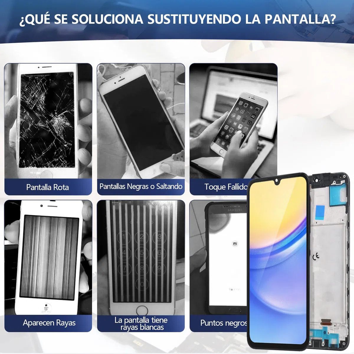 RongZy Pantalla para Samsung Galaxy A15 4G A155F Táctil LCD de Repuesto Ensamblaje Digitalizador Reemplazo para Samsung Galaxy A15 5G A156B con Herramientas de Reparación(Negro con Marco)