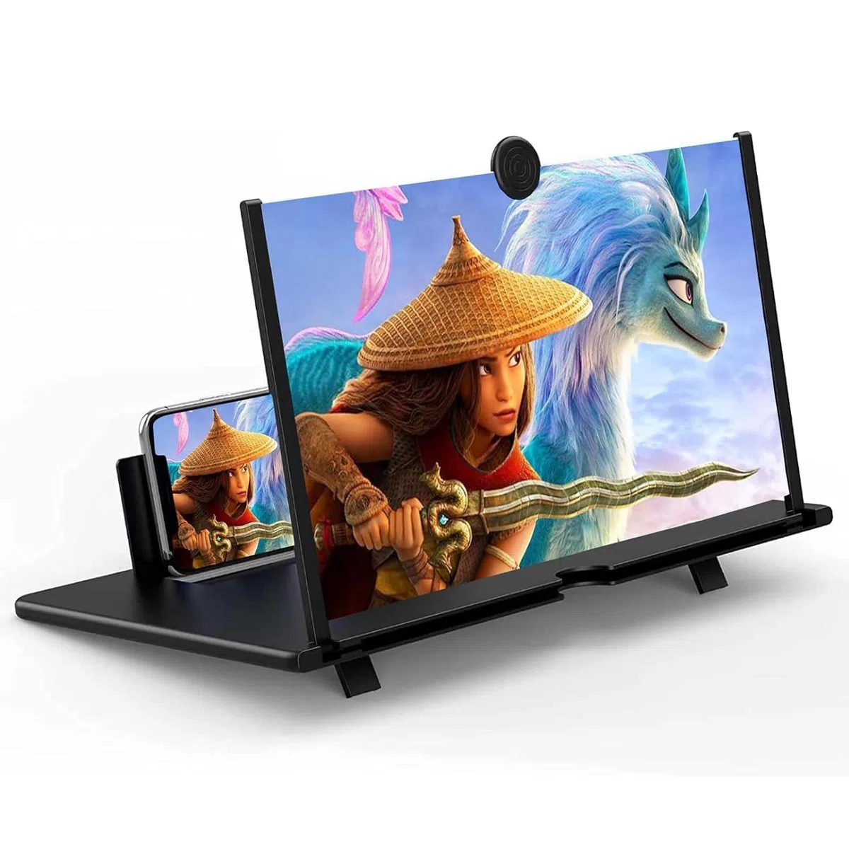 Lupa para móvil, 16 Pulgadas HD Amplificador de Pantalla para movil, 3-4 aumentos, antirreflectante, Plegable, Compatible con Todos los Smartphones (Negro)