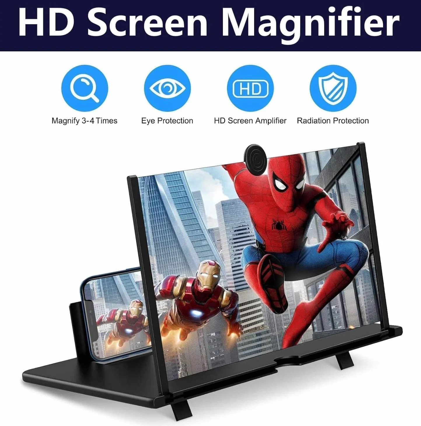 Amplificador de Pantalla para movil 18 Pulgadas, Lupa para móvil 3D HD, Amplificador Pantalla movil para Videos películas Compatible con Todos los Smartphone