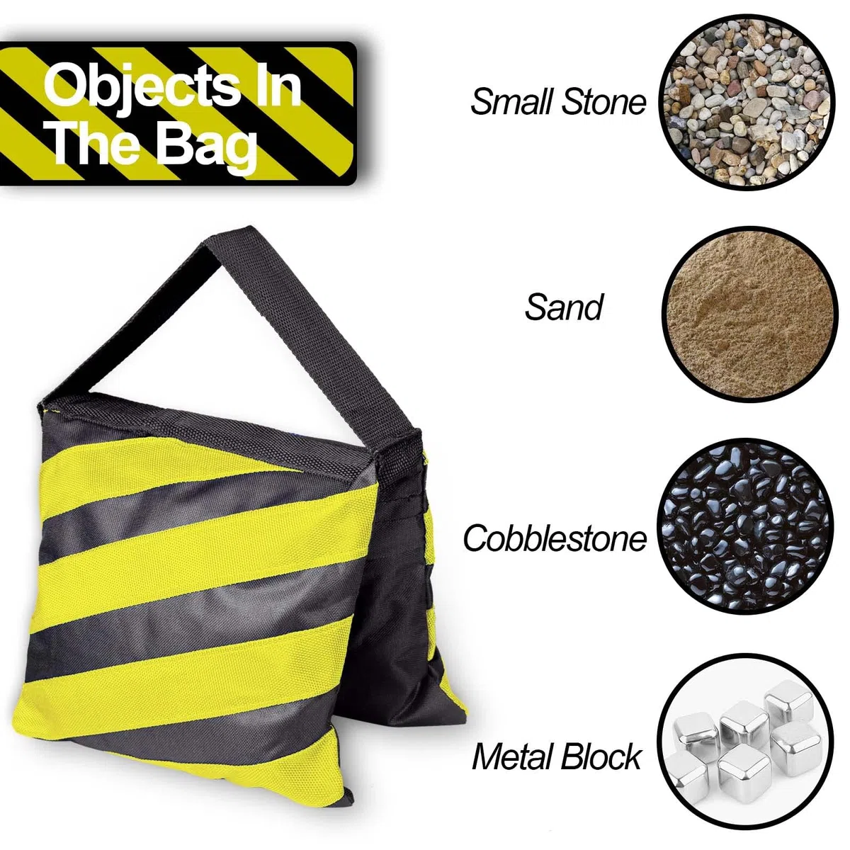 EMART 6 Pcs Bolsas de Arena Resistente para Estudio de Fotografía y Video, Trípode, Jardín - Amarillo/Negro