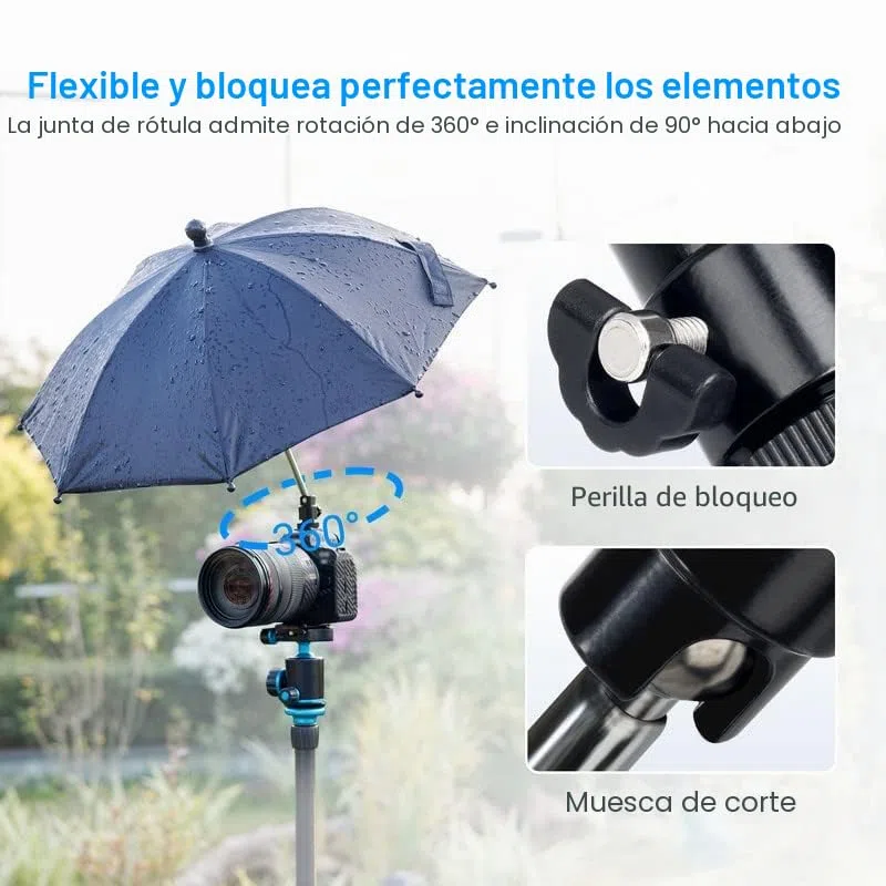 JJC Camera Hot Shoe Umbrella, Parasol Cubierta de Lluvia Paraguas Portátil Resistente a la Intemperie Protege la Cámara de la Lluvia Nieve Luz del Sol (Dia. 19.7''/ 50cm)