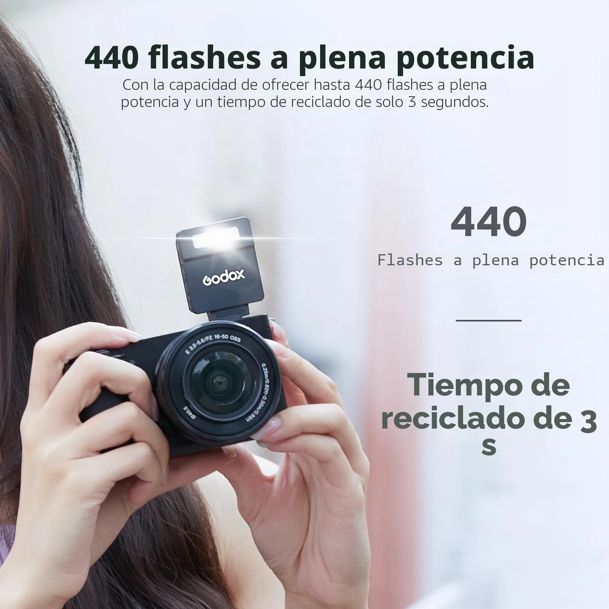 Godox iM22 - Cámara flash compacta, 5 niveles de potencia, 440 flashes de plena potencia, diseño de garra de contacto único, compatible con múltiples marcas