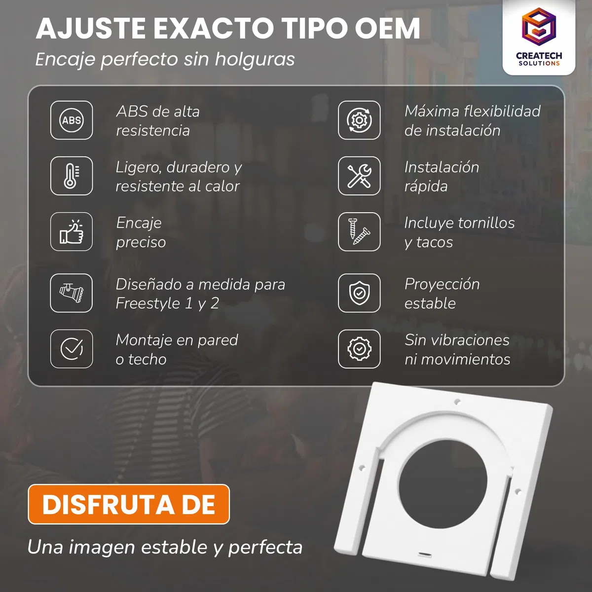 Soporte Para Proyector Compatible con Samsung Freestyle 1-2-3/ Soporte Pared y Techo Para Proyector/ Estante Para Modelo Freestyle 1-2-3 Pared o Techo 1 Unidad Freestyle Cuadrado (Blanco)