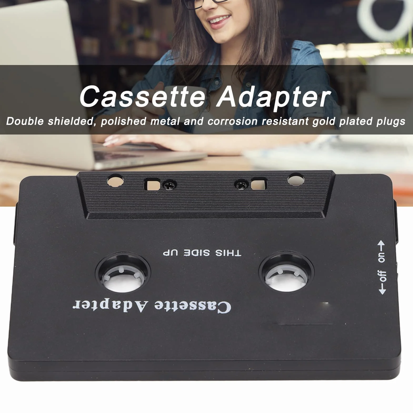 Adaptador de Casete Bluetooth, Receptor Auxiliar de Cinta de Alta Fidelidad Estéreo con Reducción de Ruido para Tableta de Automóvil, Compatible con Cualquier Teléfono Móvil,