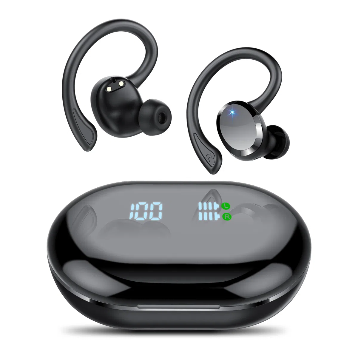Auriculare Inalámbricos Deportivos, Auriculares Bluetooth 5.4 HiFi Estéreo, Cascos Inalambricos Bluetooth con IP7 Impermeable Dual LED Pantalla, 54H con Cancelacion Ruido ENC, Carga Rápida USB-C