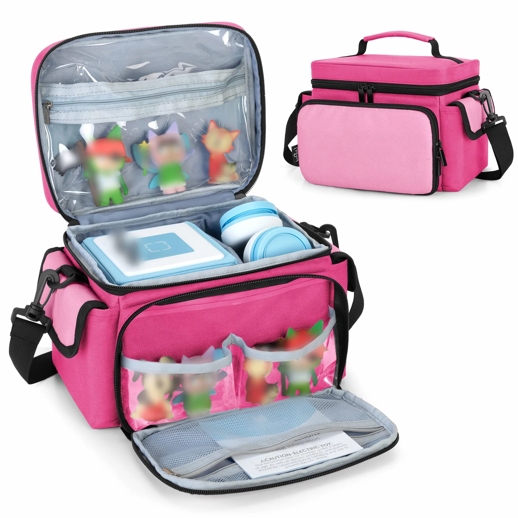 LoDrid Estuche Compatible con Toniebox 2/1, Bolsa portátil para Reproductor de Audio Starter Set con asa y Correa para el Hombro, Organizador de Accesorios, Rosa Roja, (diseño Patentado)