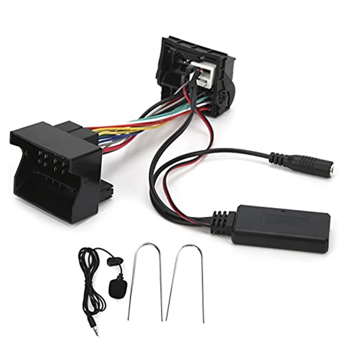 Cable Bluetooth, adaptador Bluetooth, cable Bluetooth de 12 pines y 12 V, adaptador de audio estéreo ABS con micrófono de repuesto, for Peugeot 207, 307, 407 y 308 Adaptador de micrófono de au