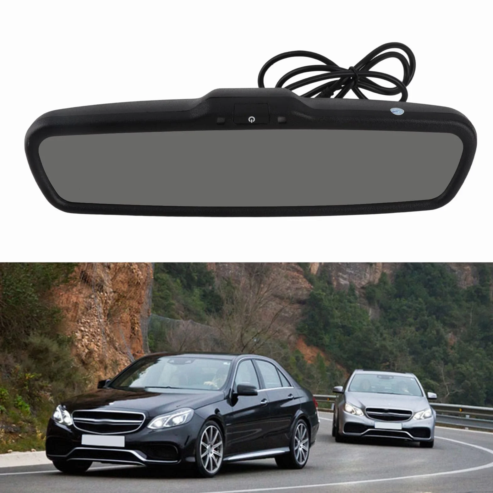 Monitor de Espejo Retrovisor para Vehículo, Pantalla de 4,3 Pulgadas, Atenuación Automática, Monitor de Espejo Retrovisor con Menú OSD, Soporte para Cámara de Marcha Atrás